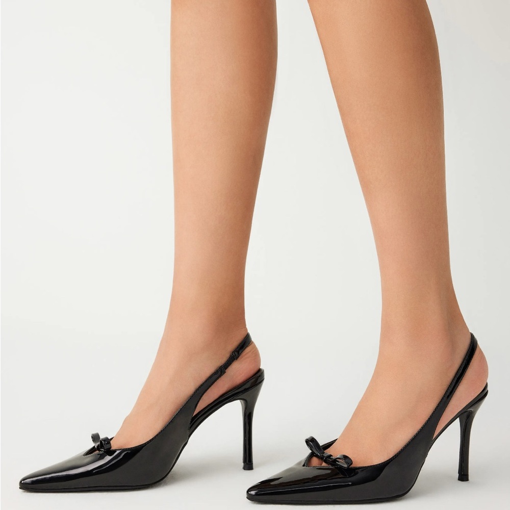 Cider Black Bow Slingback Heels (never worn)